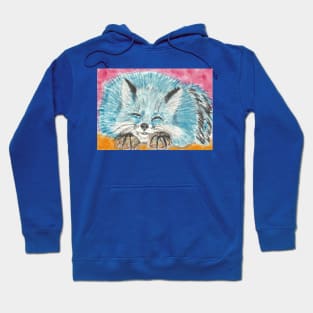 Sleepy blue fox  art Hoodie